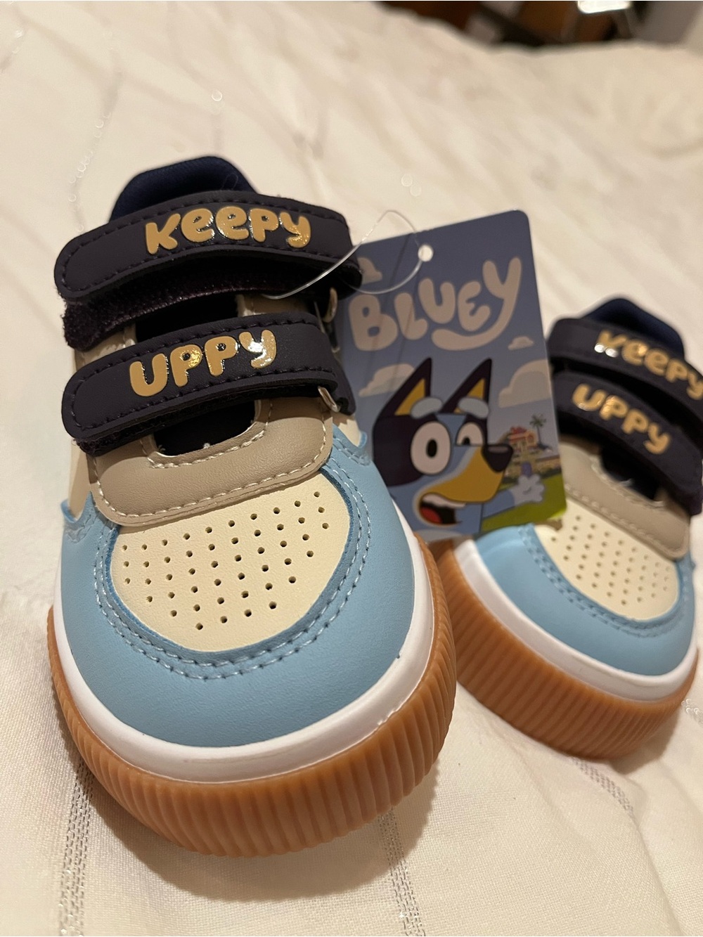 Keepy Uppy Kids Blue and Cream Velcro Sneakers
